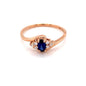 0.37 CTW Blue Oval Lab Created Sapphire & Moissanite Ring