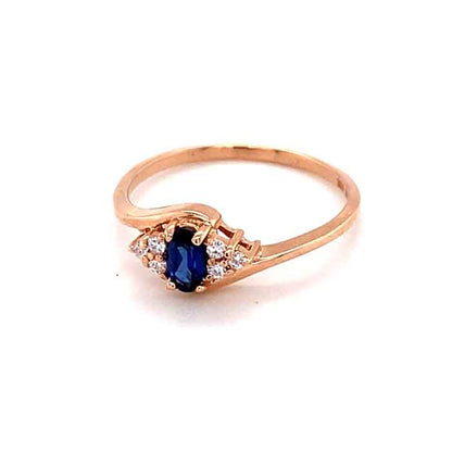 0.37 CTW Blue Oval Lab Created Sapphire & Moissanite Ring