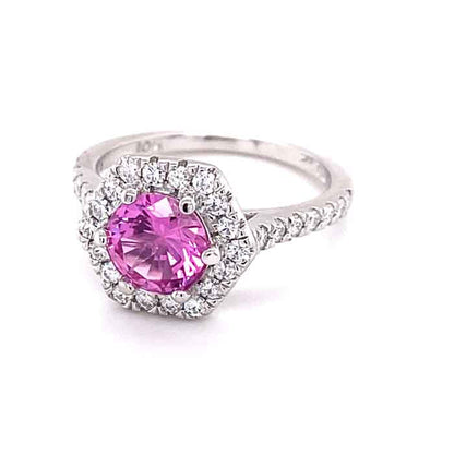 3.26 CTW Pink Sapphire Moissanite Ring