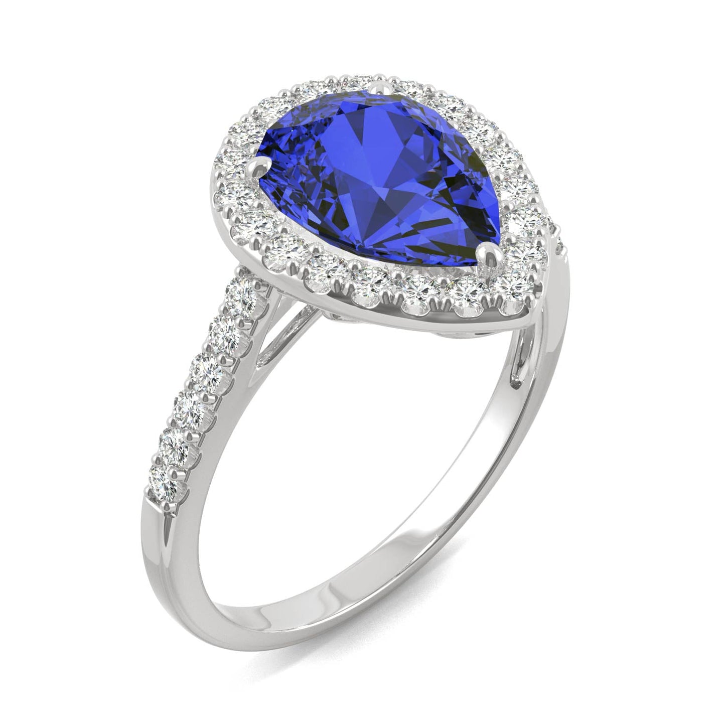 2.98 CTW Pear Sapphire Halo Ring