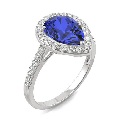 2.98 CTW Pear Sapphire Halo Ring