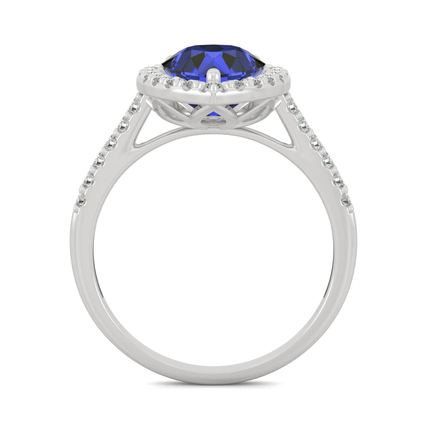 2.98 CTW Pear Sapphire Halo Ring