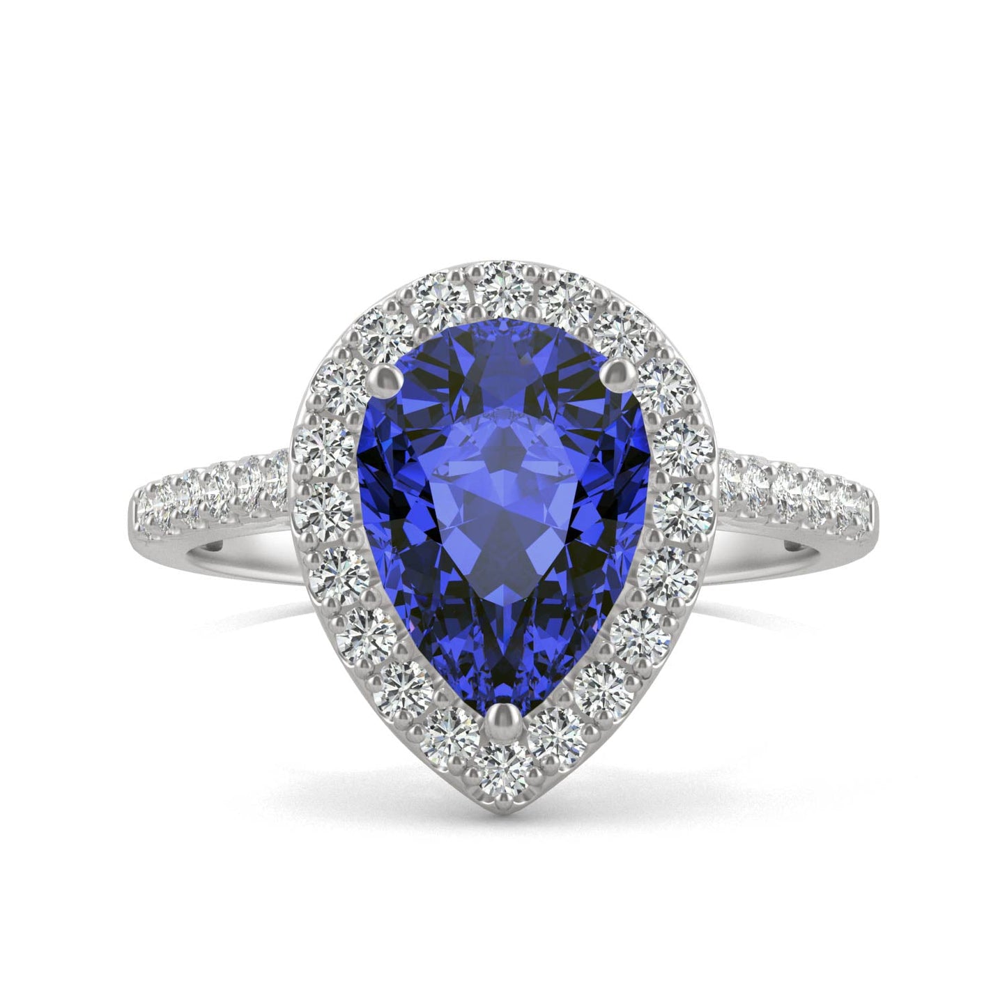 2.98 CTW Pear Sapphire Halo Ring