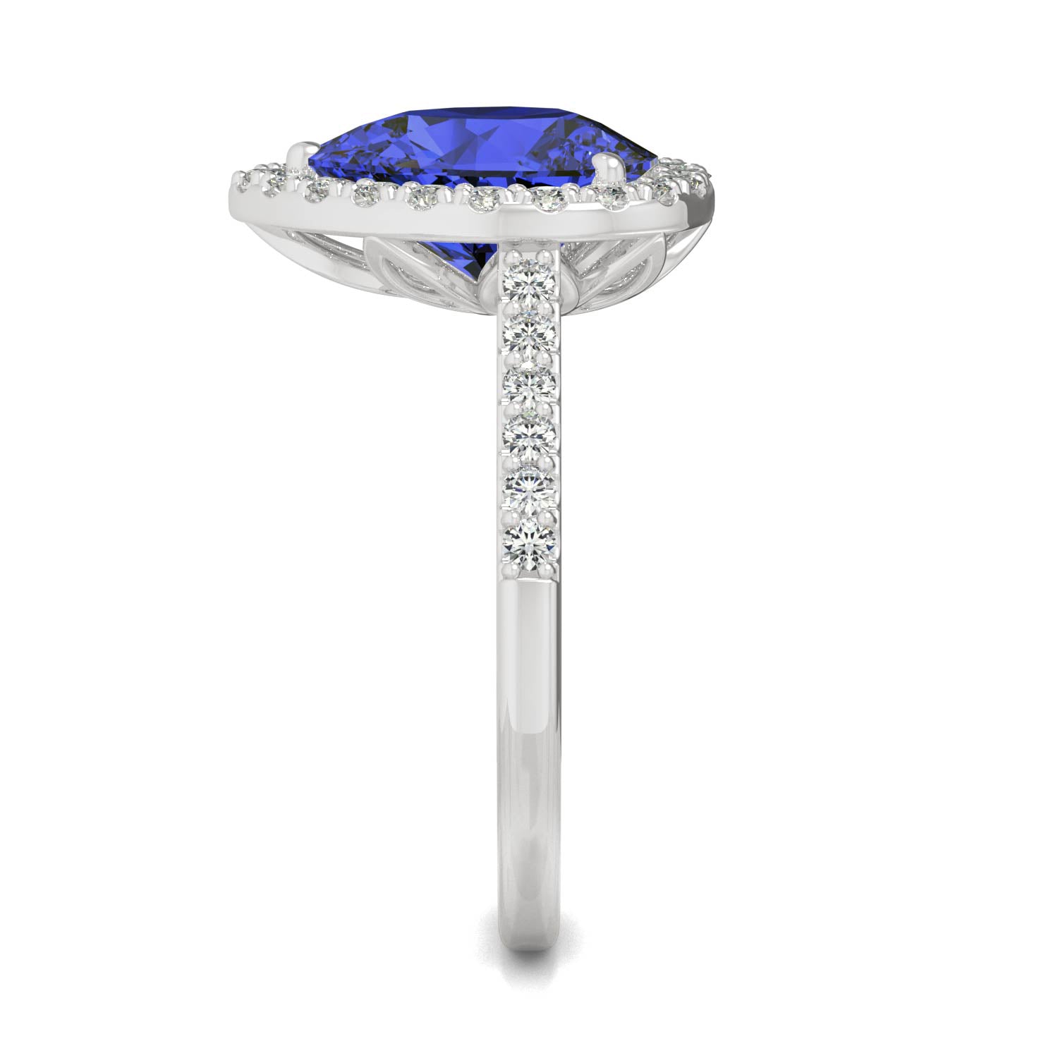 2.98 CTW Pear Sapphire Halo Ring