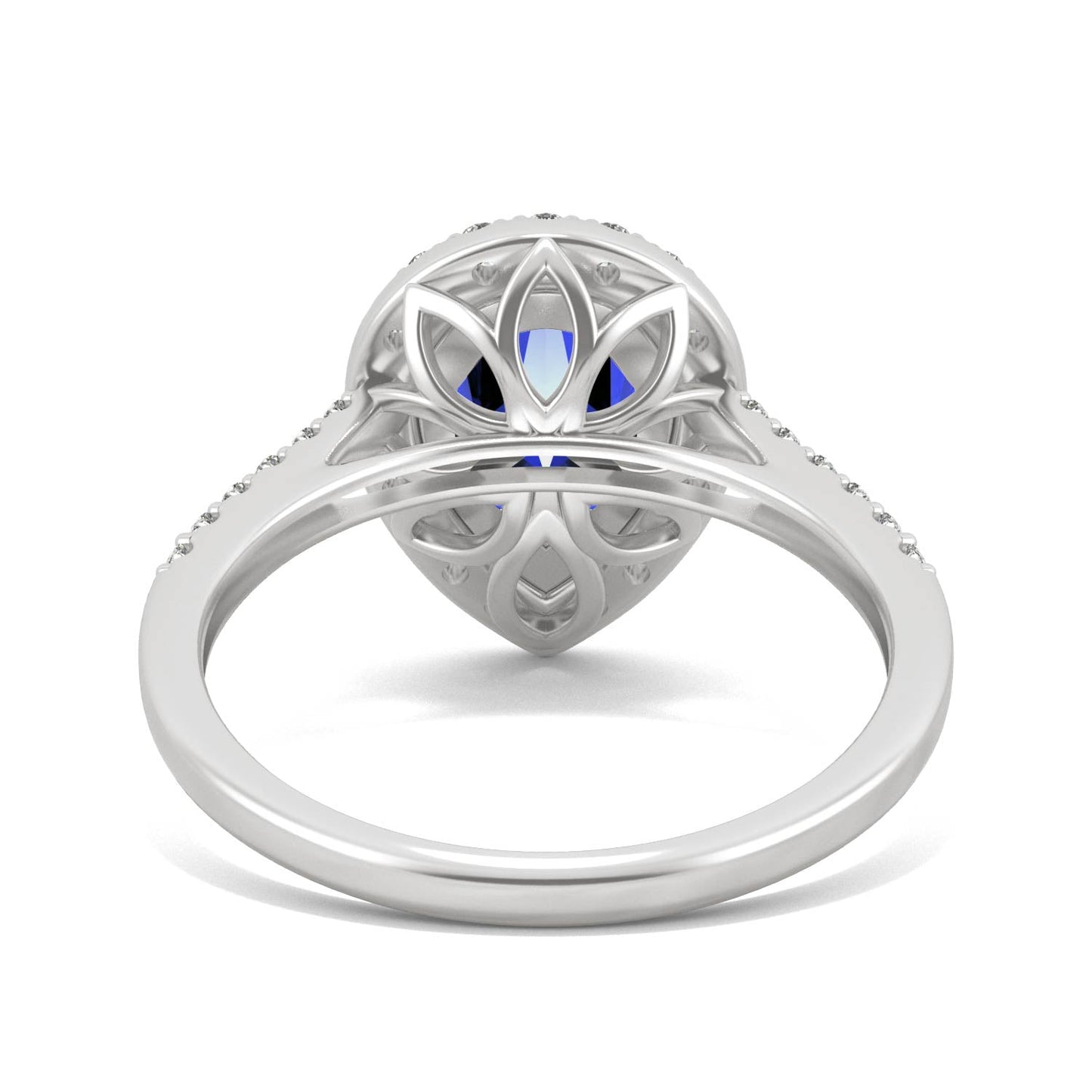 2.98 CTW Pear Sapphire Halo Ring