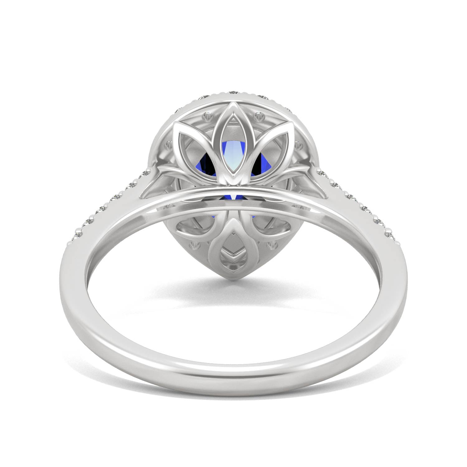 2.98 CTW Pear Sapphire Halo Ring