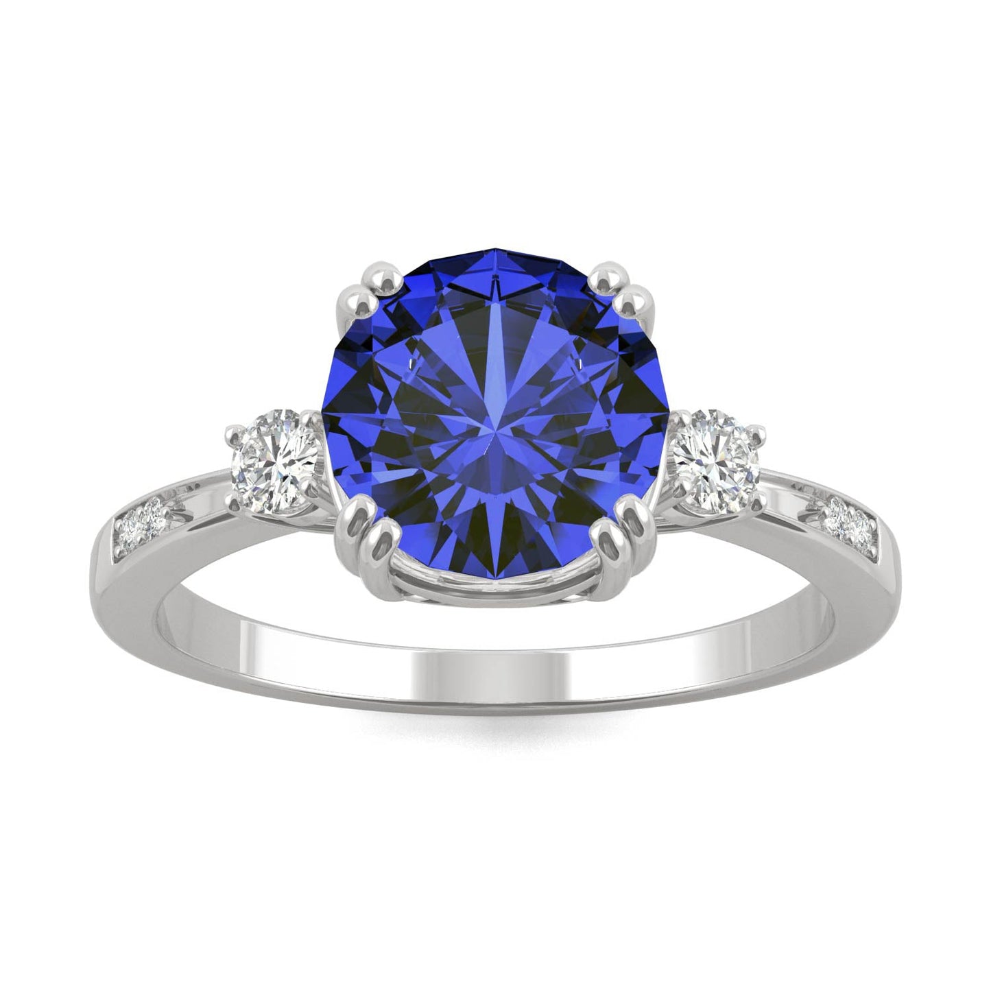 2.84 CTW Round Sapphire White Gold Ring