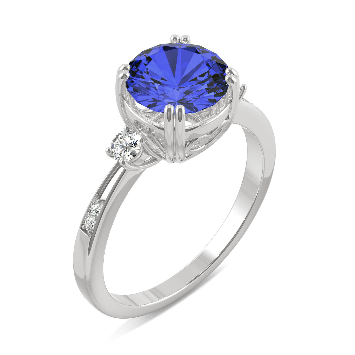 2.84 CTW Round Sapphire White Gold Ring