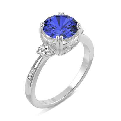 2.84 CTW Round Sapphire White Gold Ring