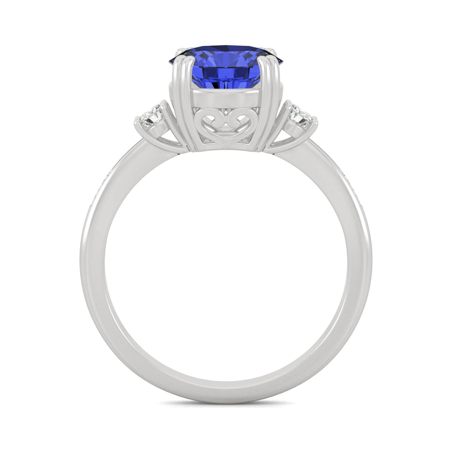 2.84 CTW Round Sapphire White Gold Ring