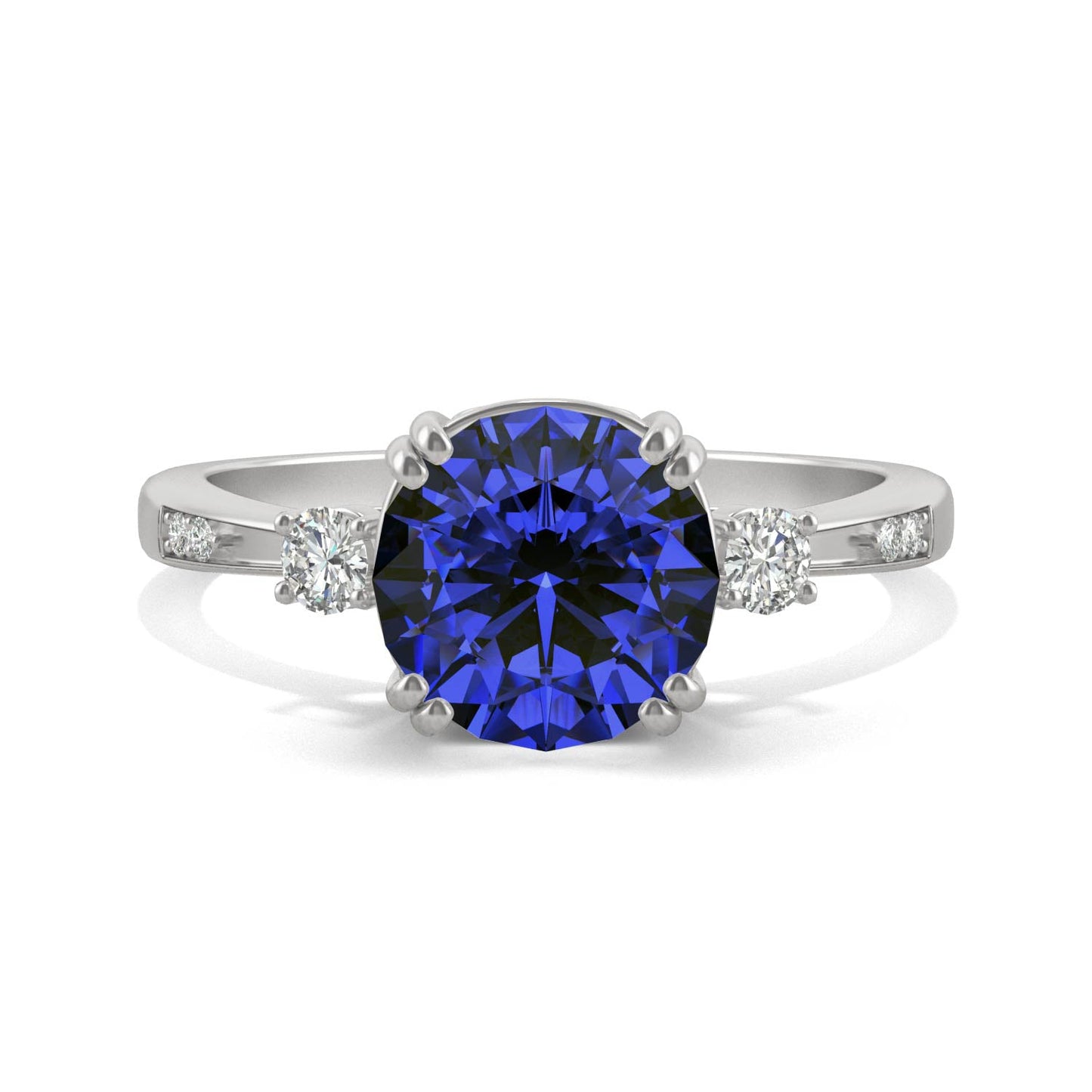 2.84 CTW Round Sapphire White Gold Ring