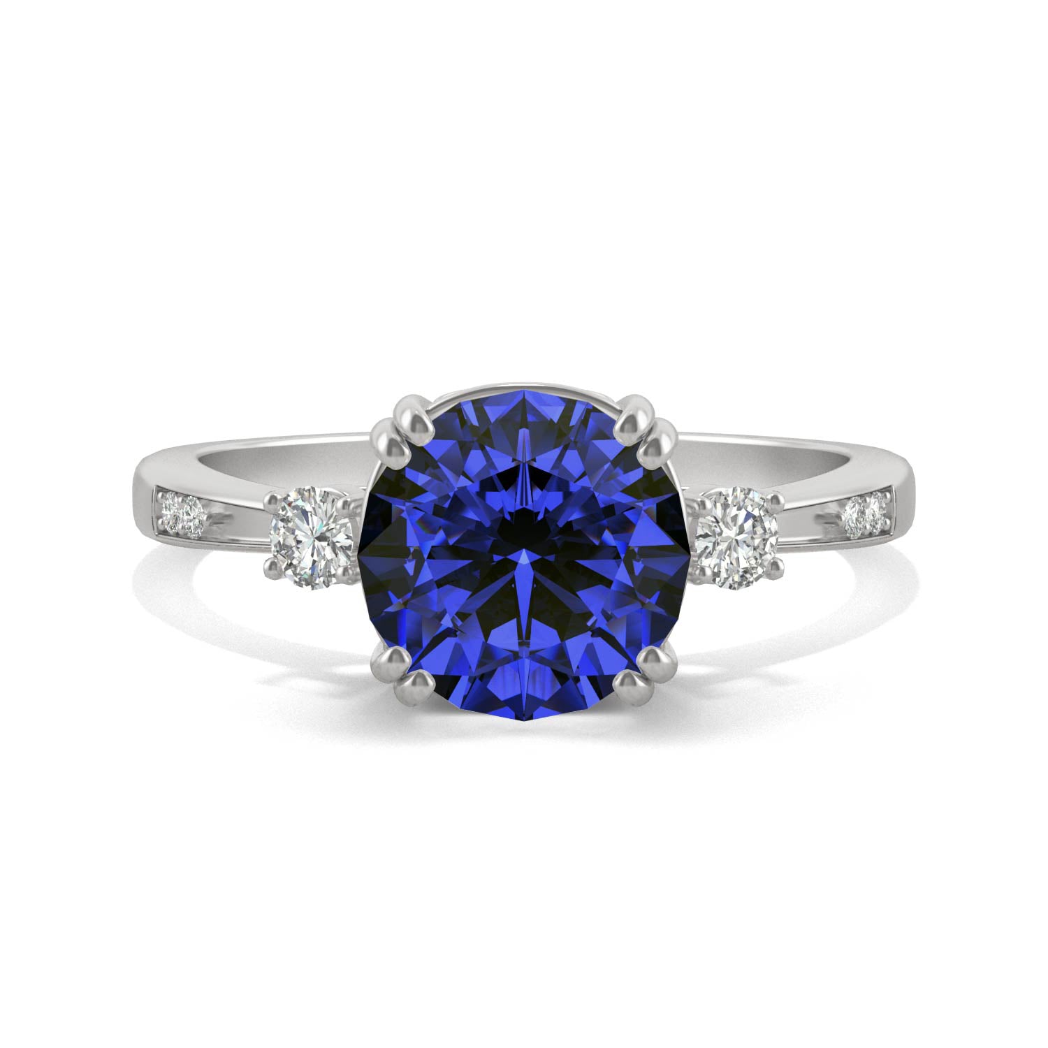 2.84 CTW Round Sapphire White Gold Ring