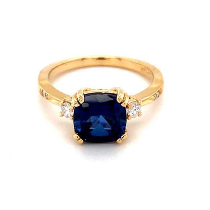 2.84 CTW Blue Sapphire Moissanite 14K Gold Ring