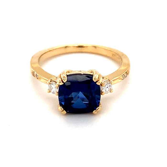 2.84 CTW Blue Sapphire Moissanite 14K Gold Ring