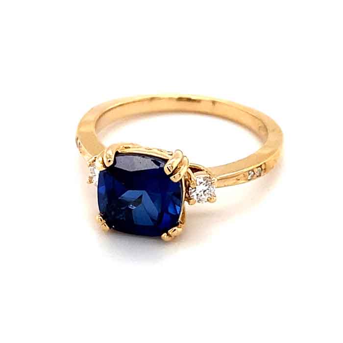 2.84 CTW Blue Sapphire Moissanite 14K Gold Ring