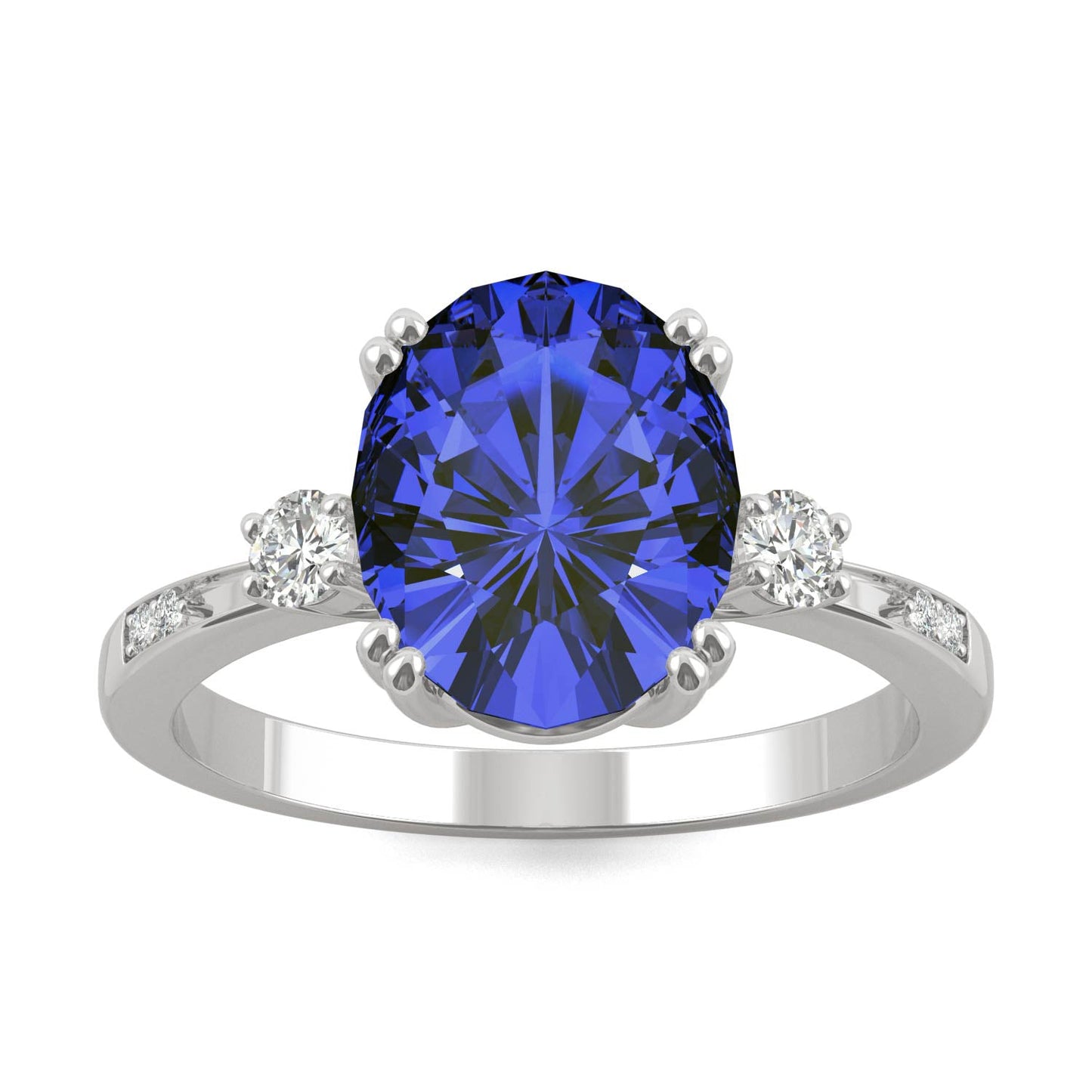 3.64 CTW Oval Sapphire 14K White Gold Ring