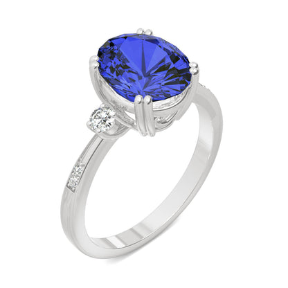 3.64 CTW Oval Sapphire 14K White Gold Ring