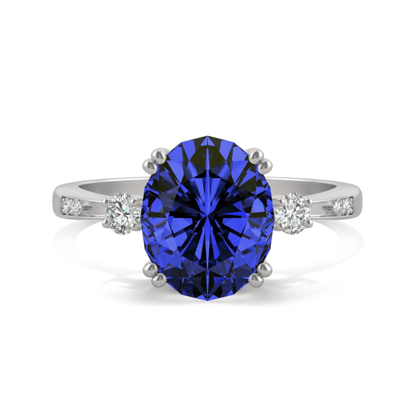 3.64 CTW Oval Sapphire 14K White Gold Ring