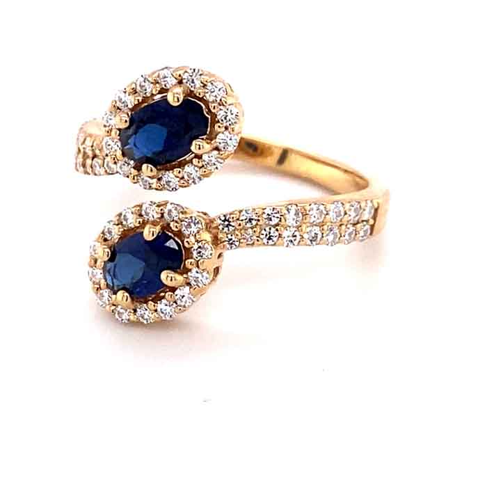 1.93 CTW Lab Created Sapphire & Moissanite Ring