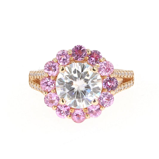 5.18 CTW Moissanite & Pink Sapphire Ring