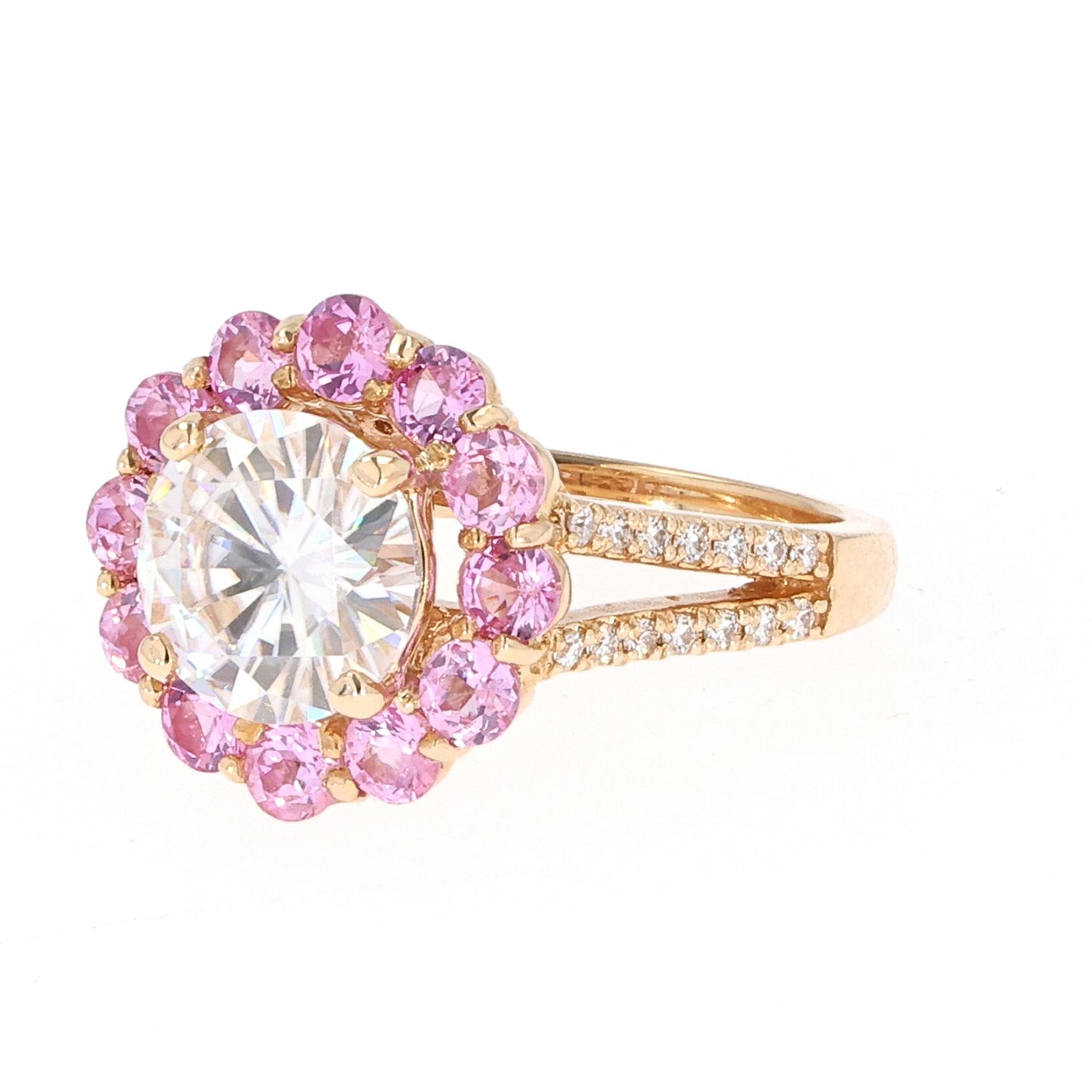 5.18 CTW Moissanite & Pink Sapphire Ring