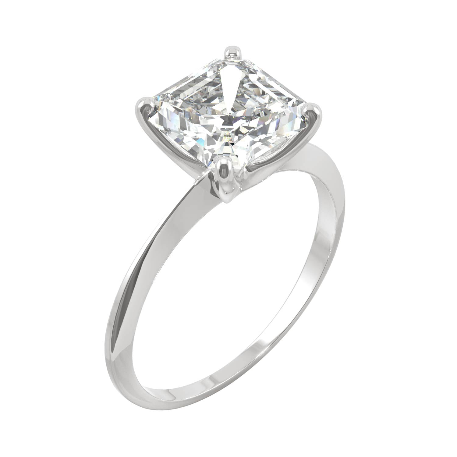 2.21 CTW Asscher Moissanite Engagement Ring