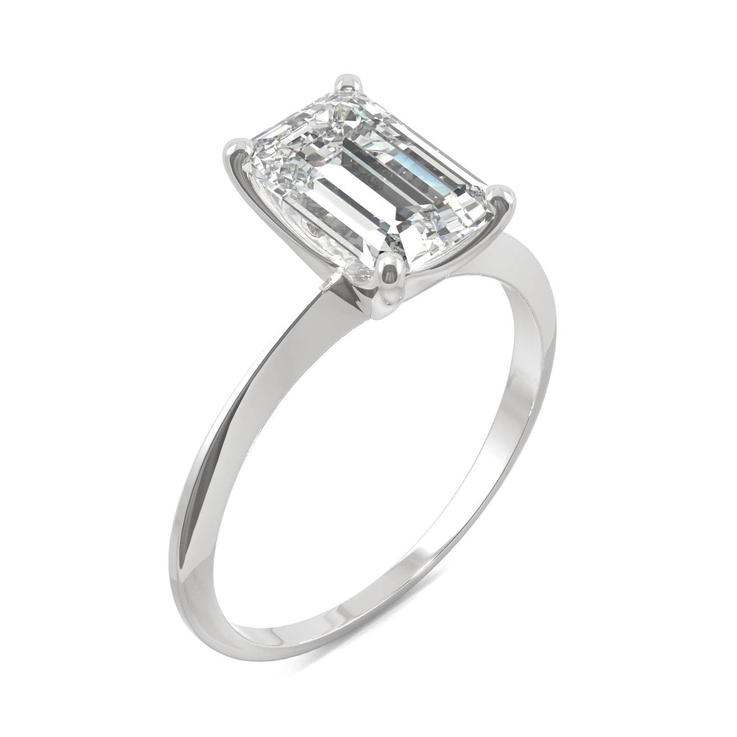 Emerald Moissanite Solitaire Ring