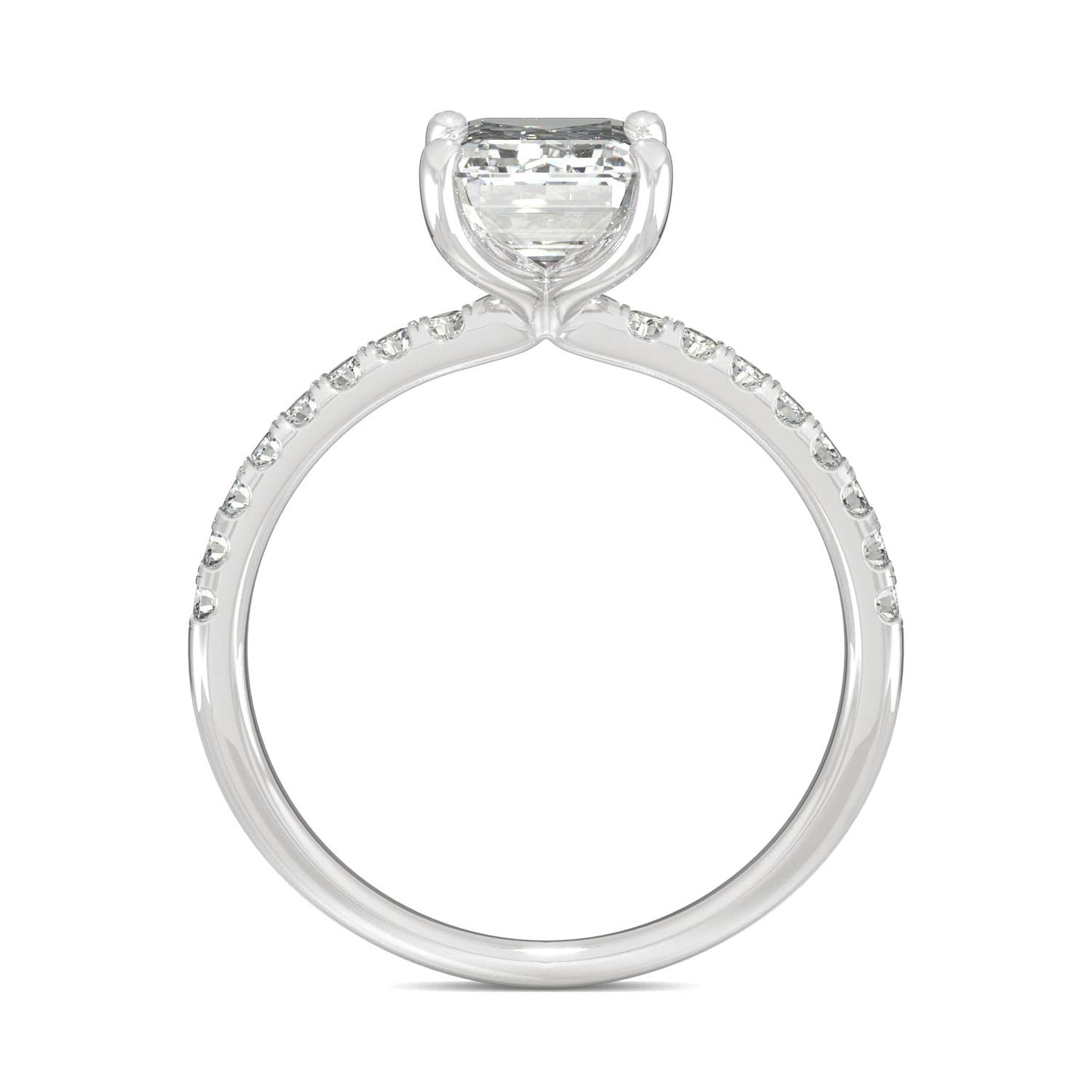 2.76 CTW Emerald Moissanite Engagement Ring in 14K White Gold