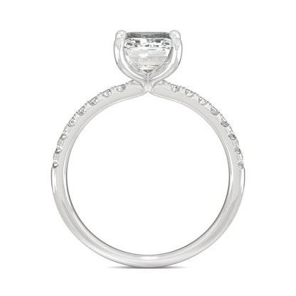 2.76 CTW Emerald Moissanite Engagement Ring in 14K White Gold