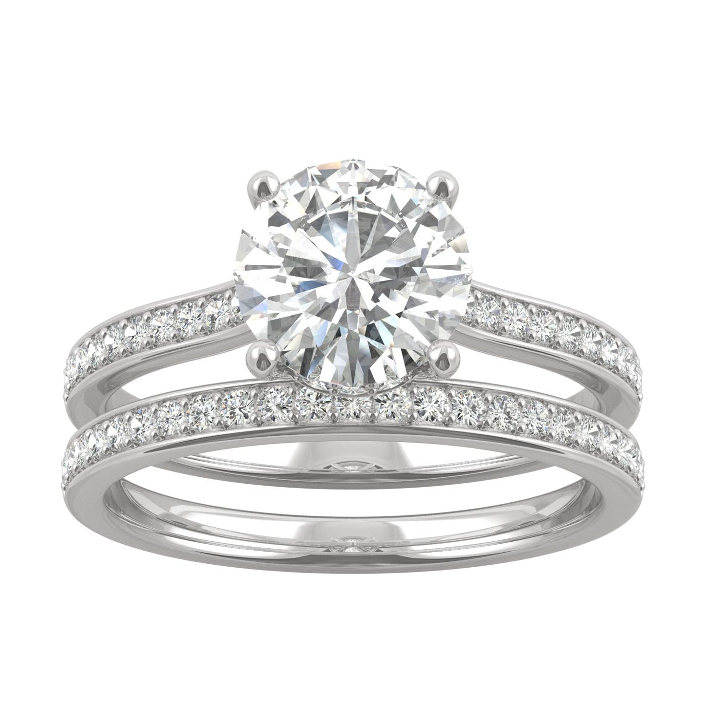 1.92 CTW Moissanite Bridal Set 14K White Gold