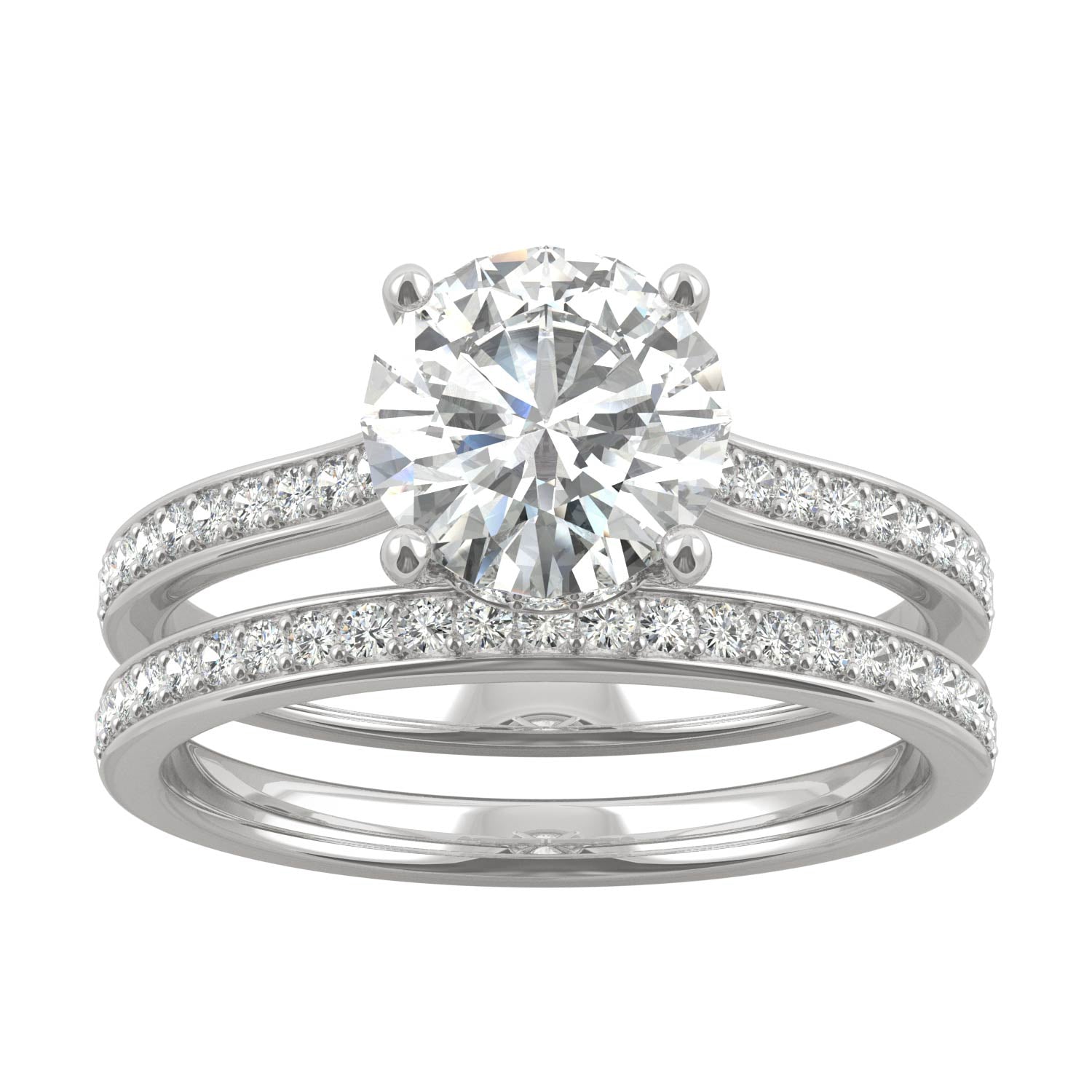 1.92 CTW Moissanite Bridal Set 14K White Gold