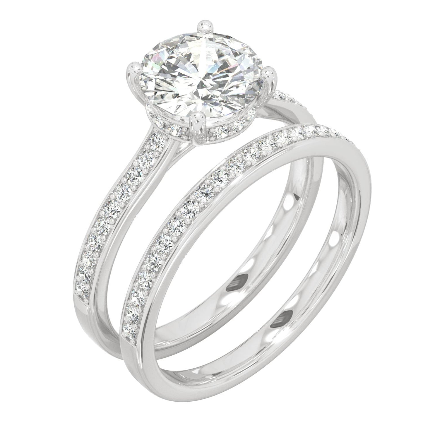 1.92 CTW Moissanite Bridal Set 14K White Gold