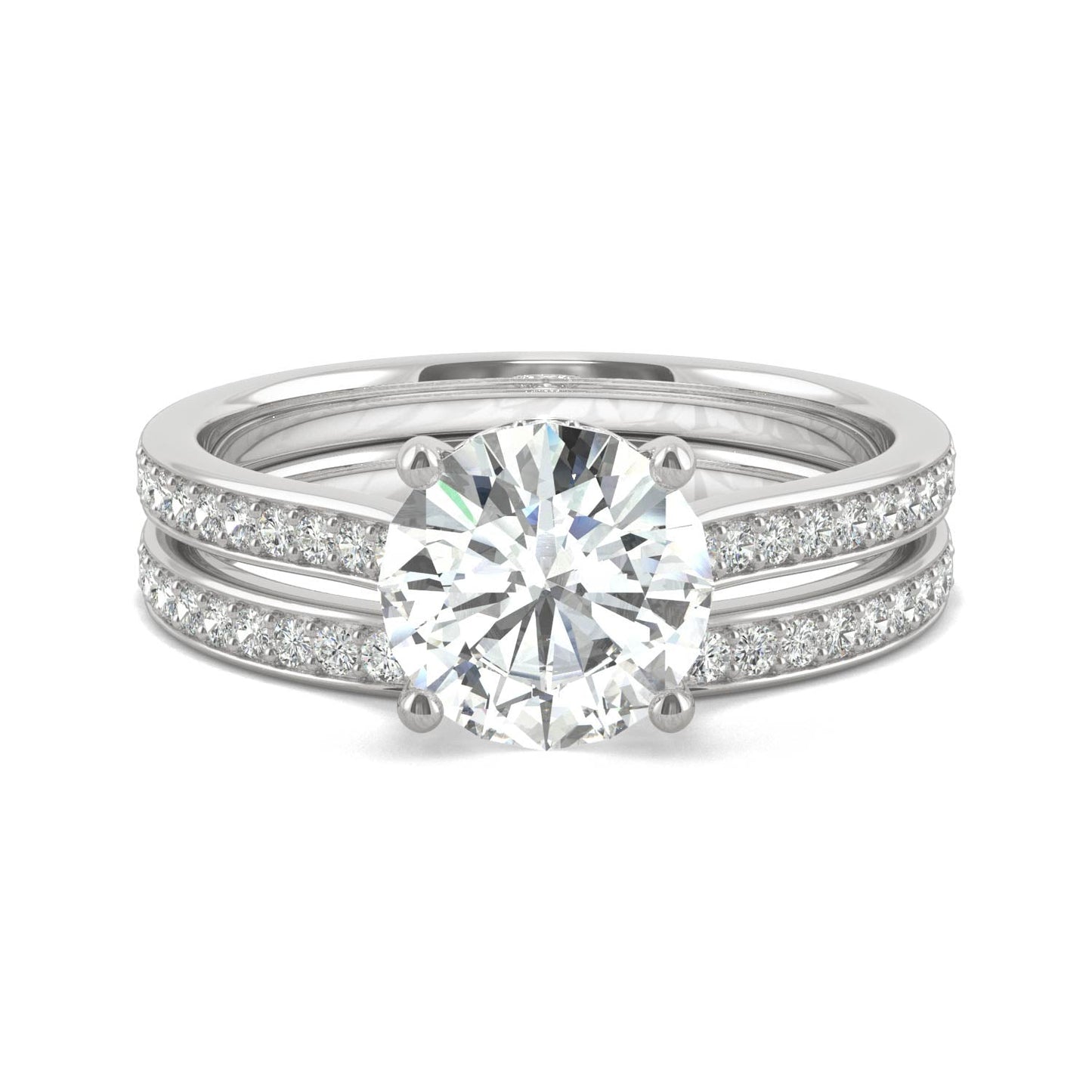 1.92 CTW Moissanite Bridal Set 14K White Gold