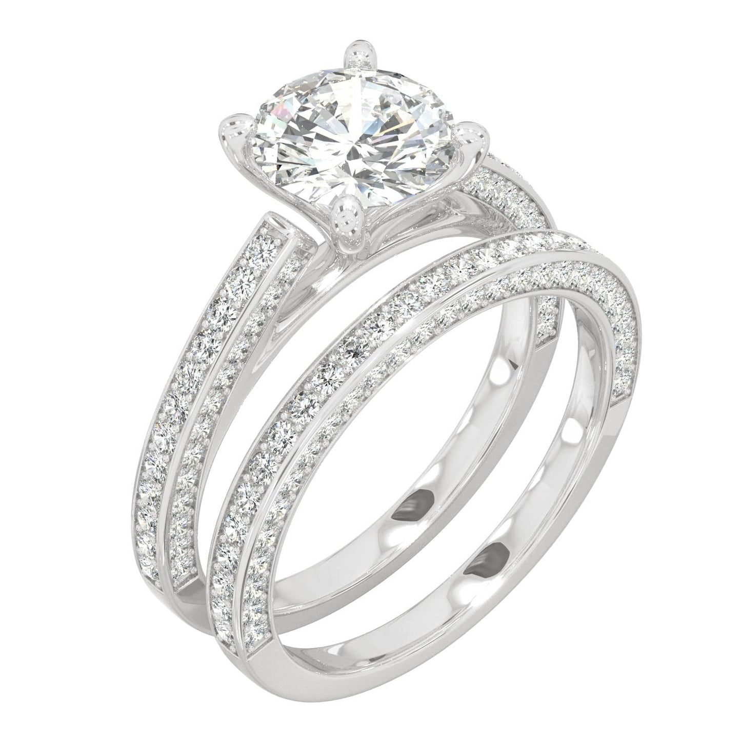 2.71 CTW Round Moissanite Bridal Set 14K White Gold