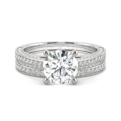 2.71 CTW Round Moissanite Bridal Set 14K White Gold