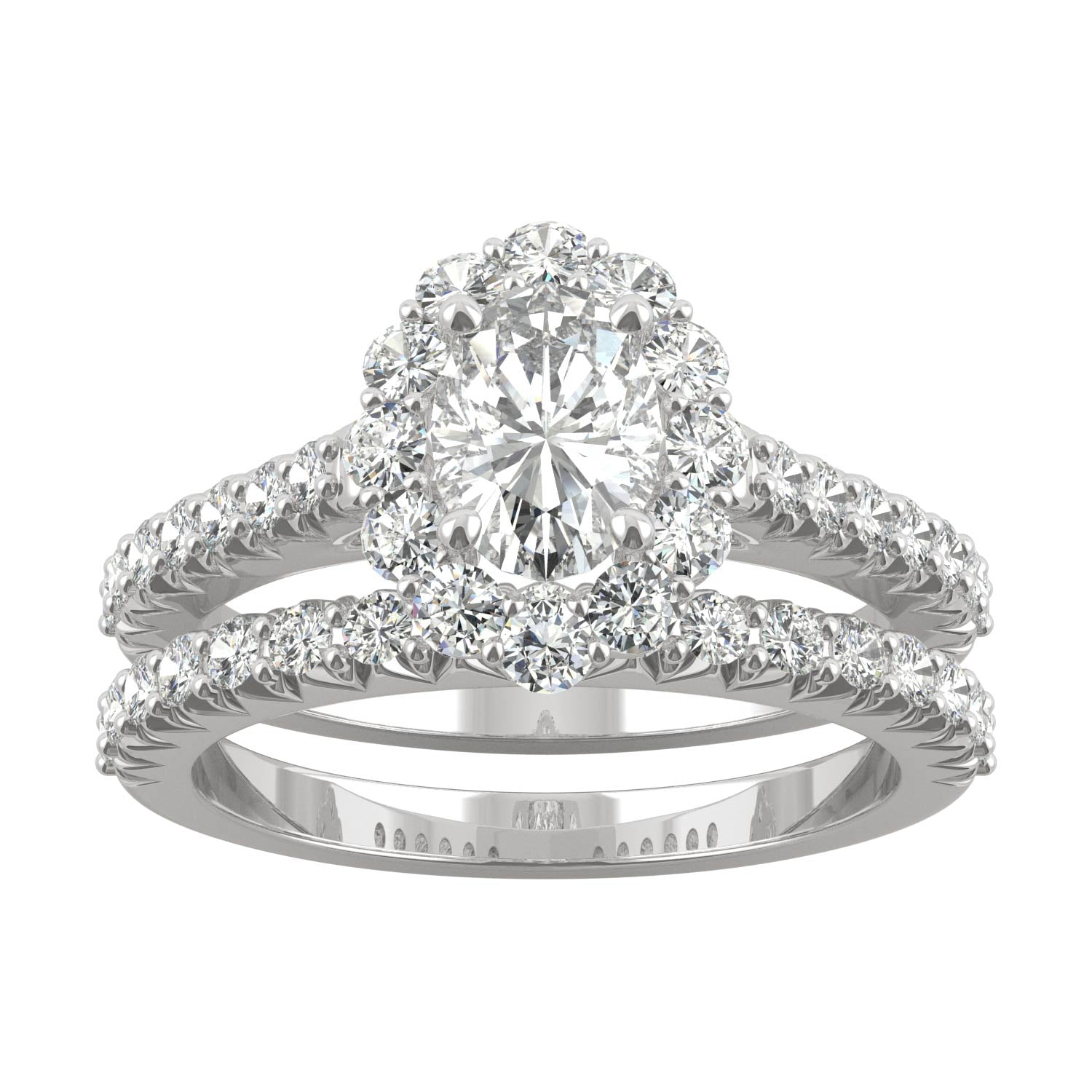 1.88 CTW Oval Moissanite Halo Ring