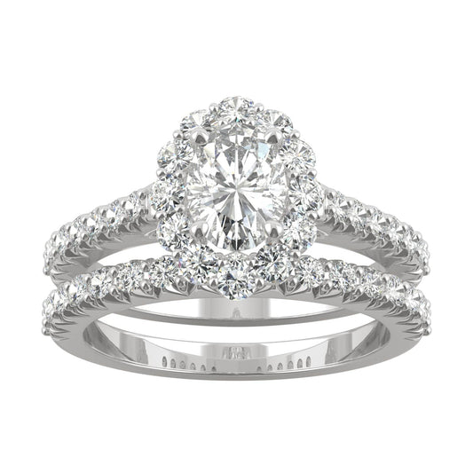 1.88 CTW Oval Moissanite Halo Ring