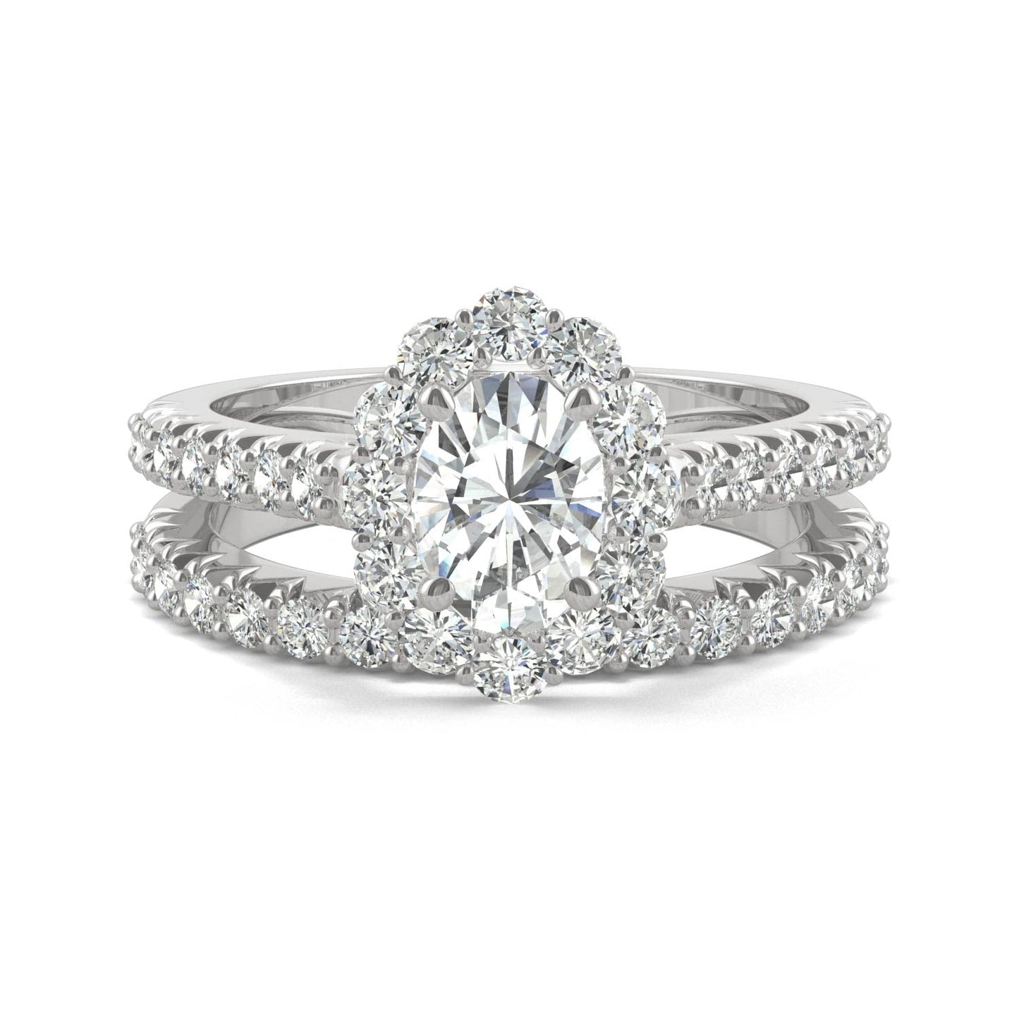 1.88 CTW Oval Moissanite Halo Ring