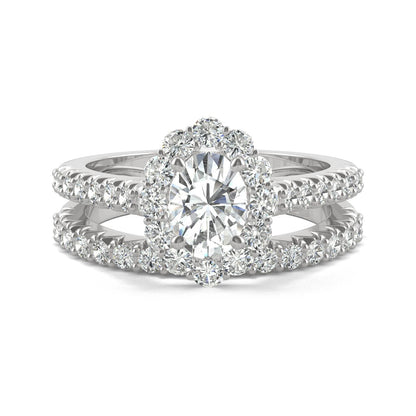 1.88 CTW Oval Moissanite Halo Ring