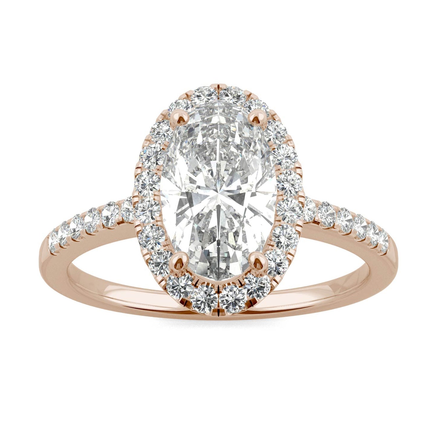 2.62 CTW Moissanite Rose Gold Halo Ring