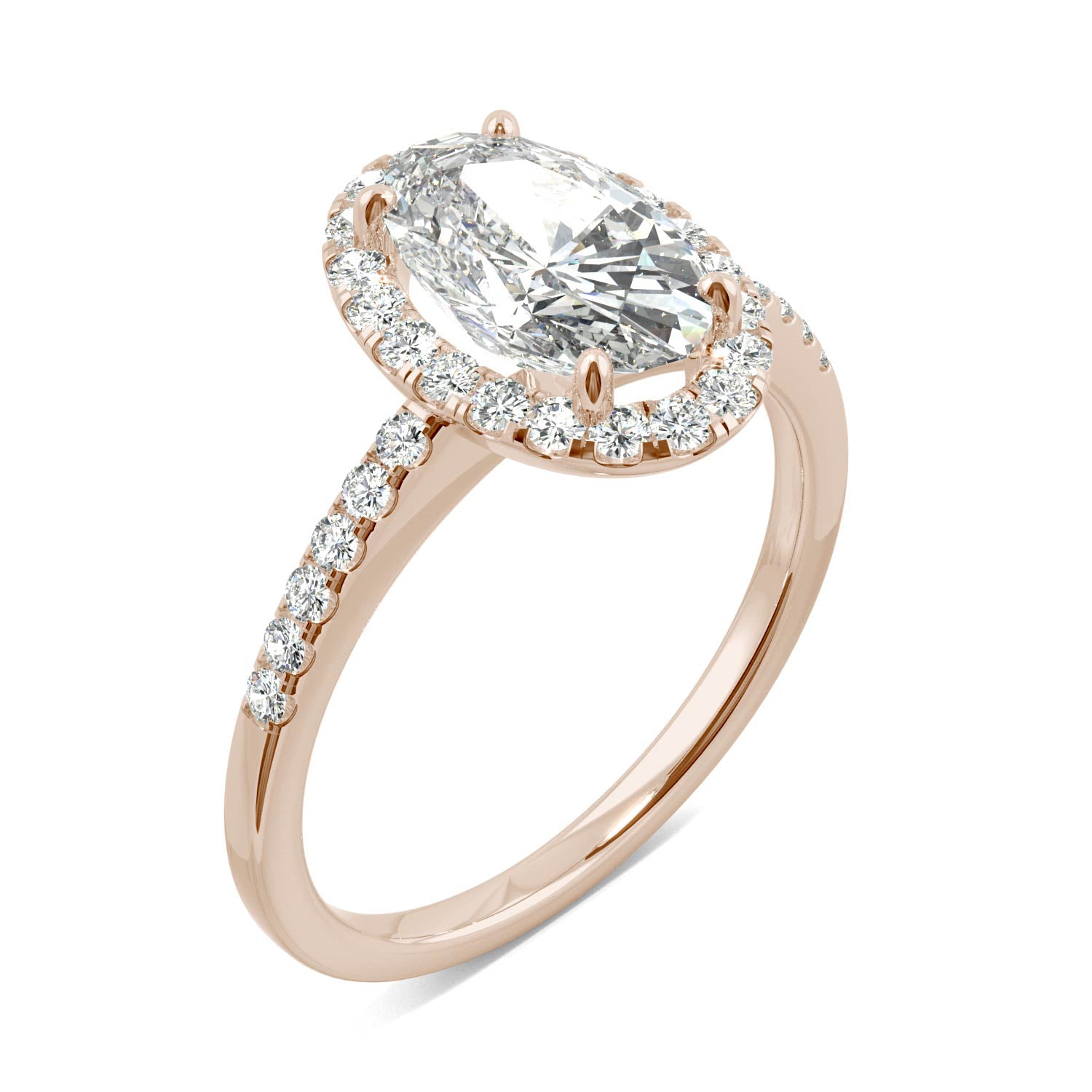 2.62 CTW Moissanite Rose Gold Halo Ring