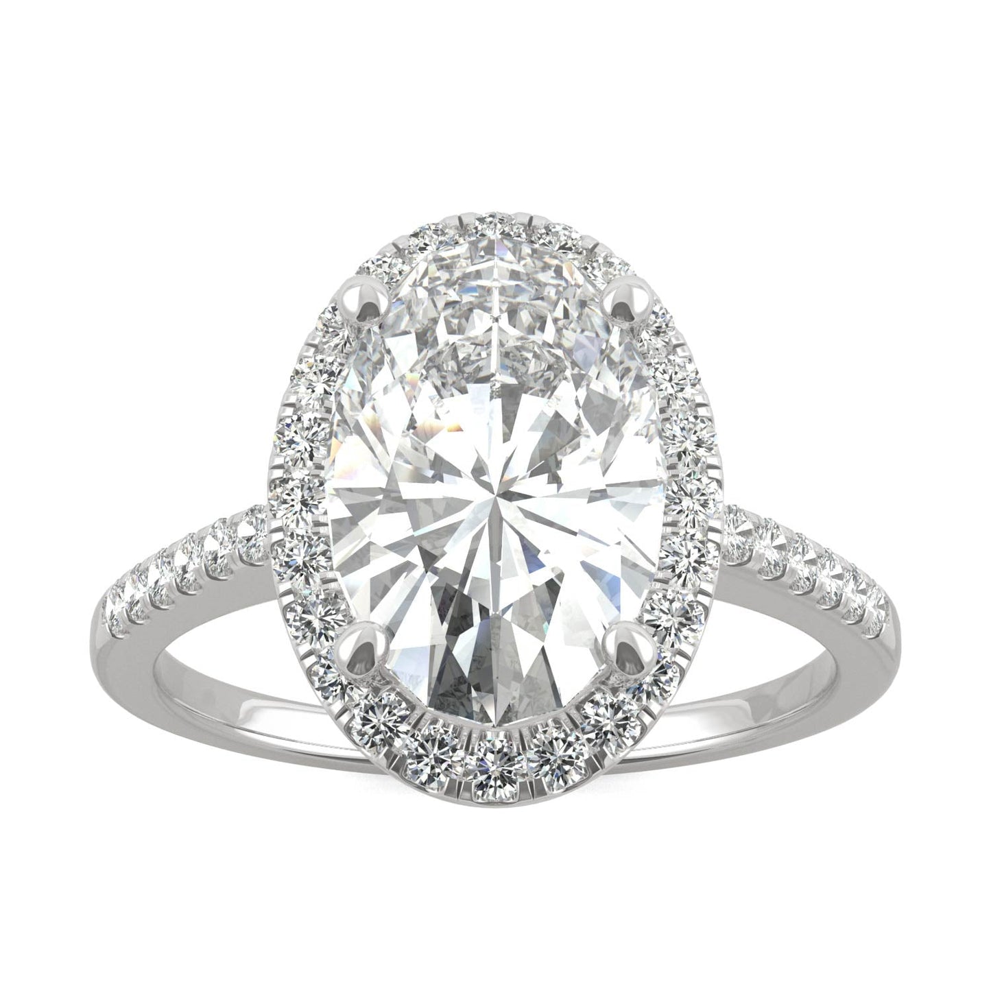 4.75 CTW Moissanite Oval Halo Ring