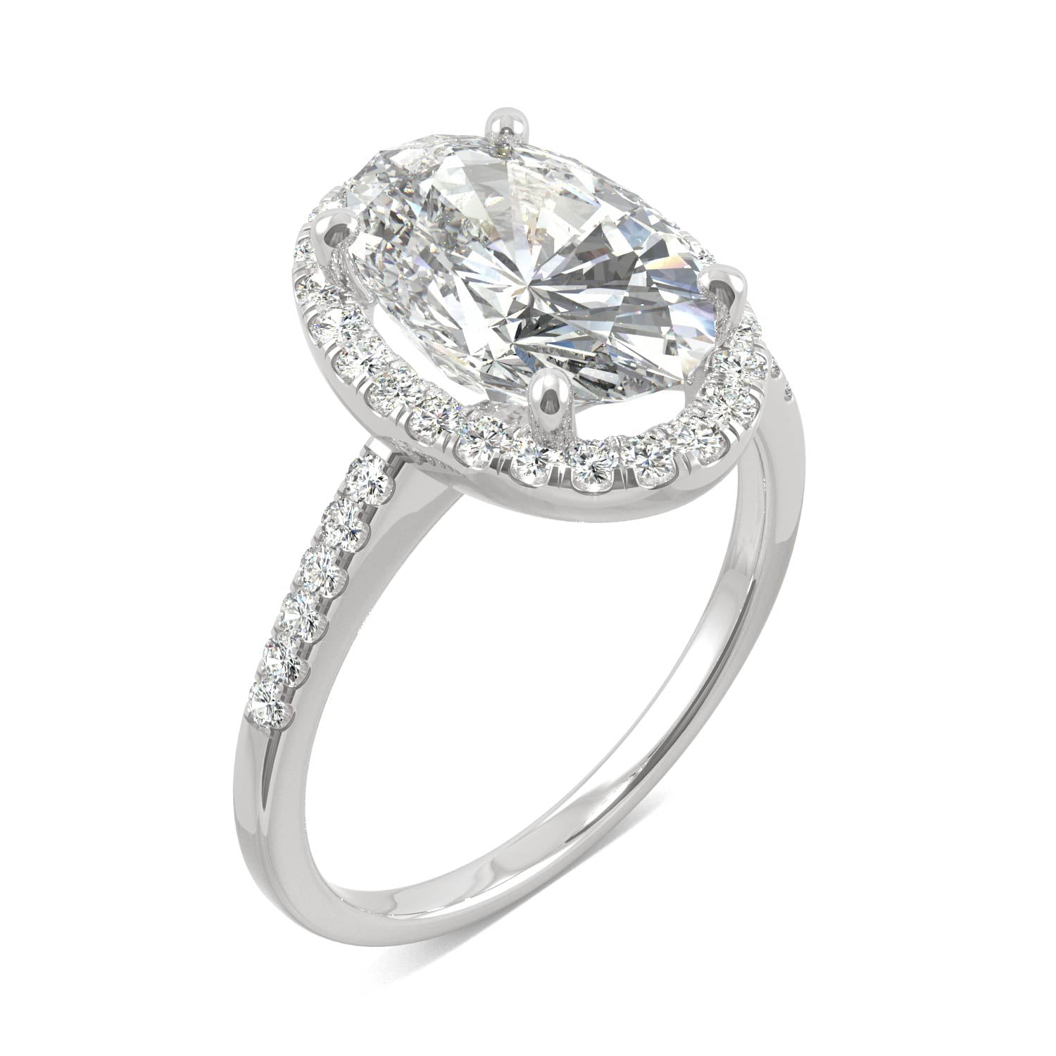 4.75 CTW Moissanite Oval Halo Ring