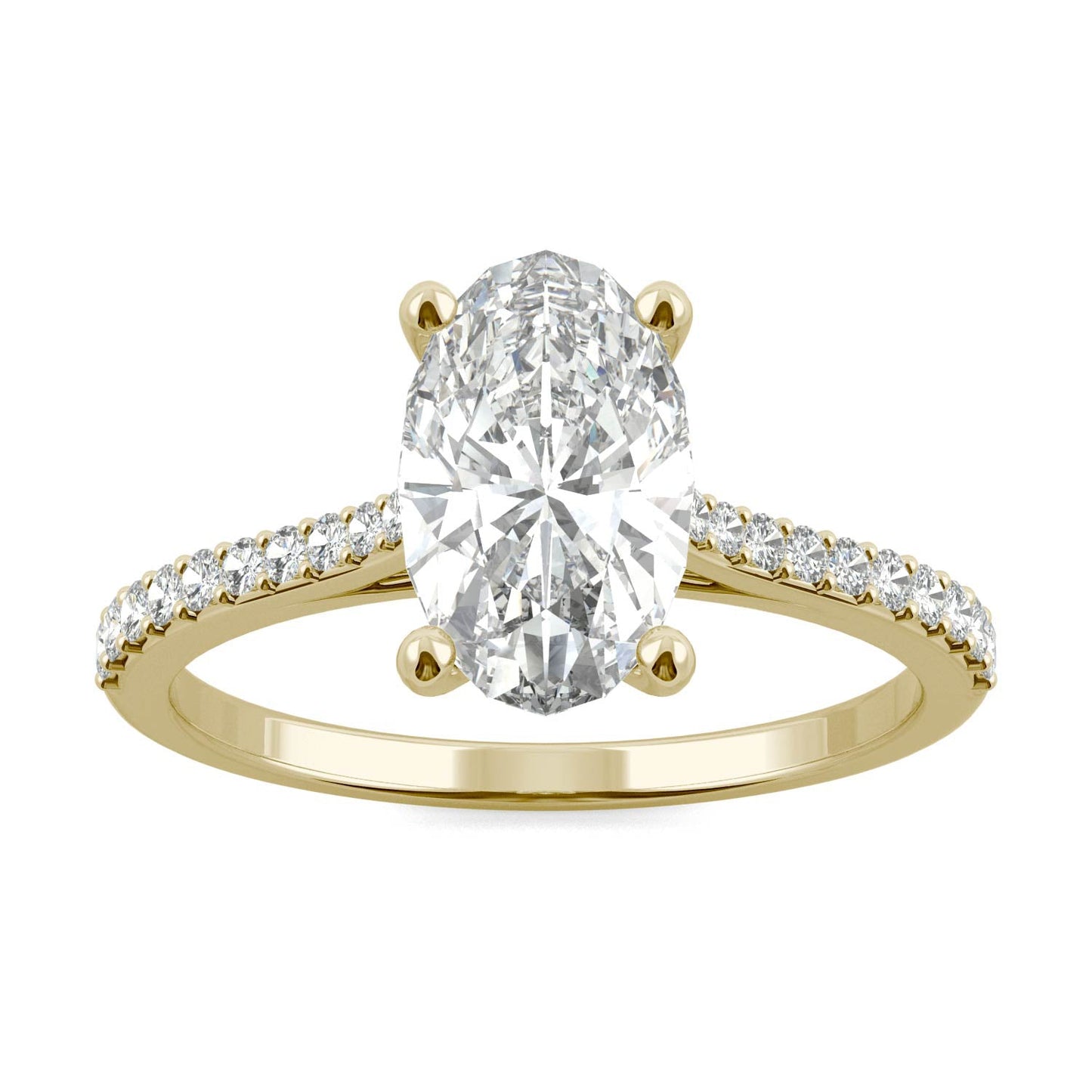 2.49 CTW Elongated Oval Moissanite Engagement Ring in 14K Gold