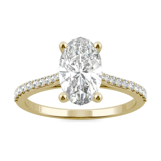 2.49 CTW Elongated Oval Moissanite Engagement Ring in 14K Gold