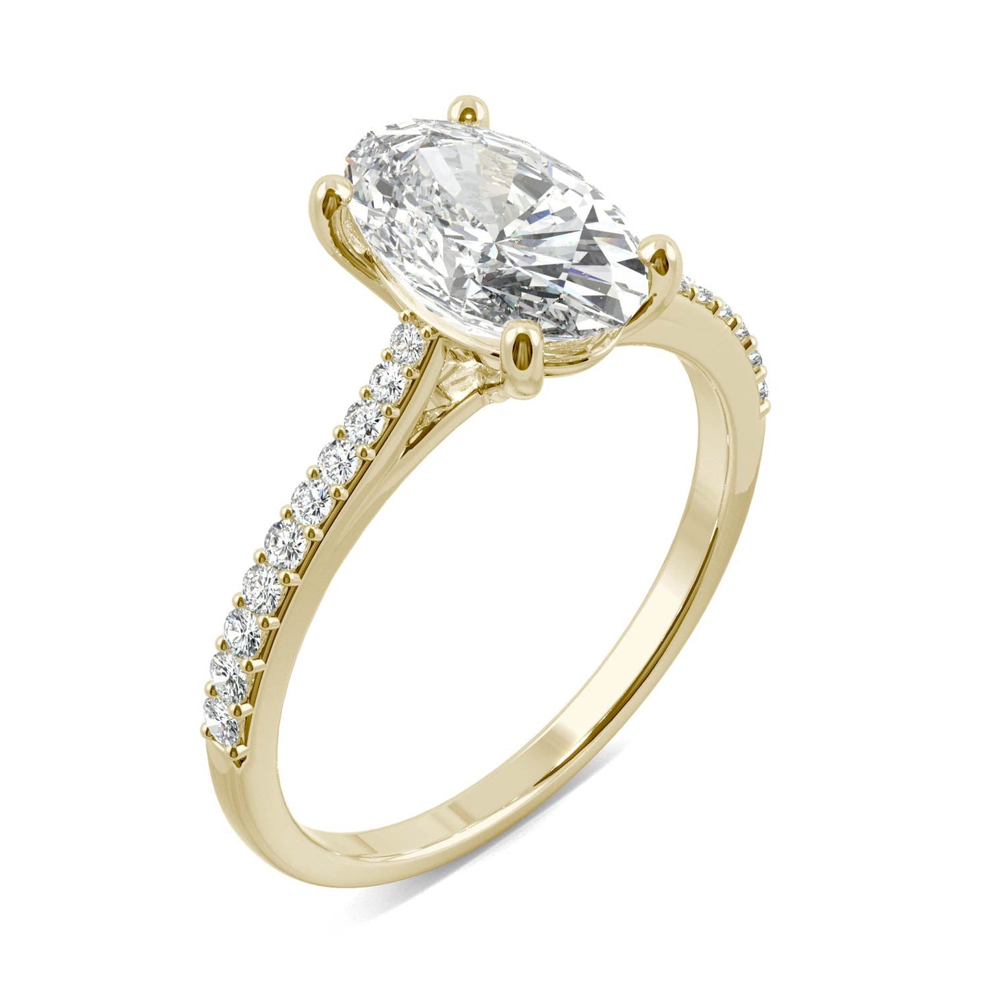 2.49 CTW Elongated Oval Moissanite Engagement Ring in 14K Gold