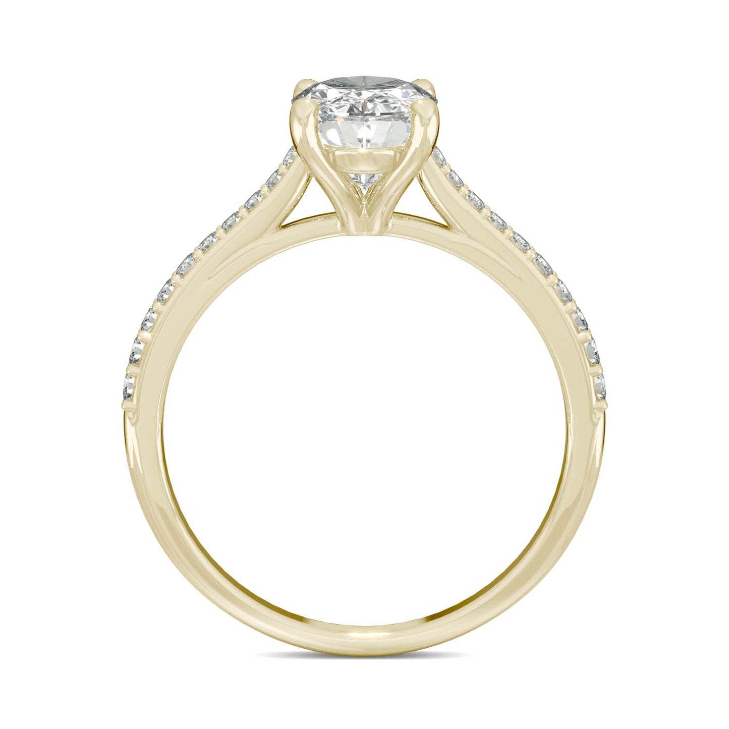 2.49 CTW Elongated Oval Moissanite Engagement Ring in 14K Gold