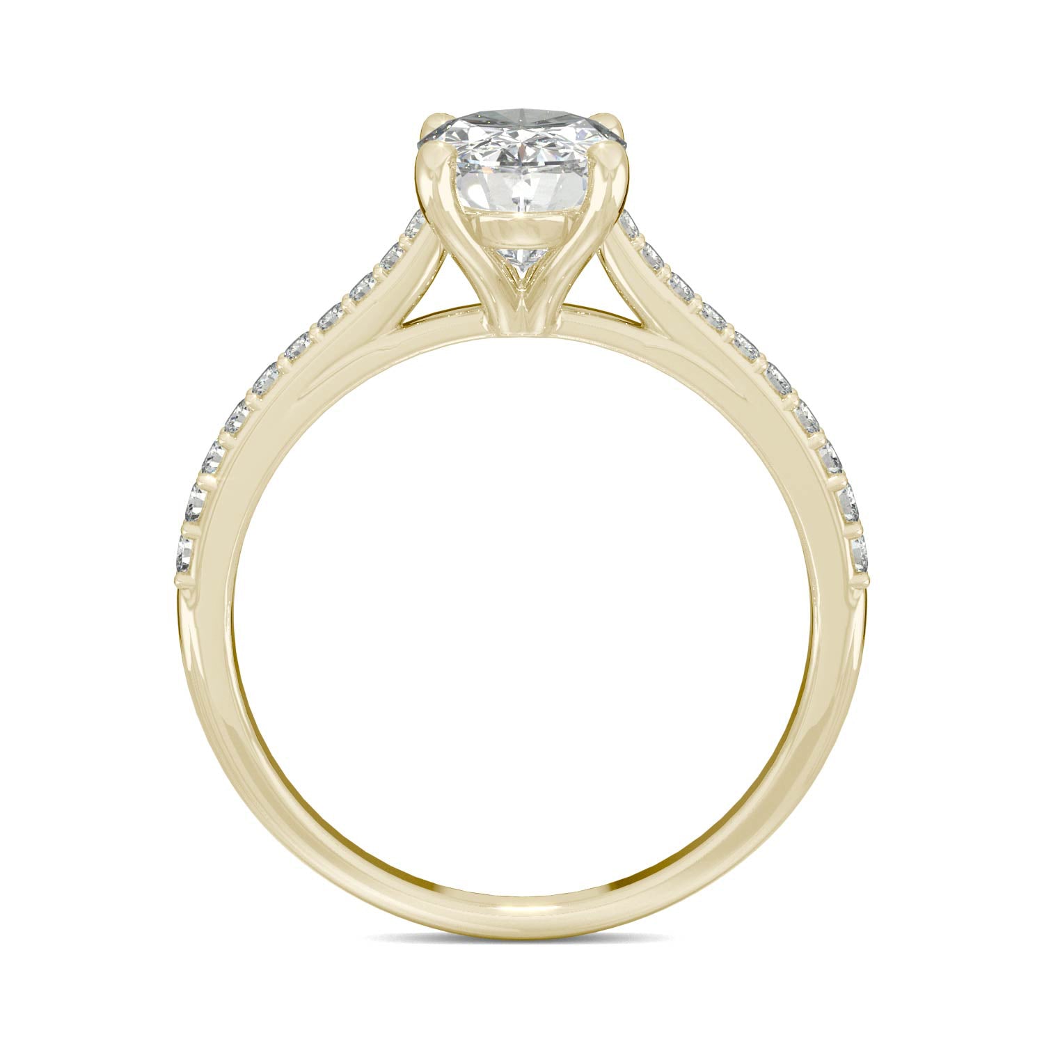 2.49 CTW Elongated Oval Moissanite Engagement Ring in 14K Gold