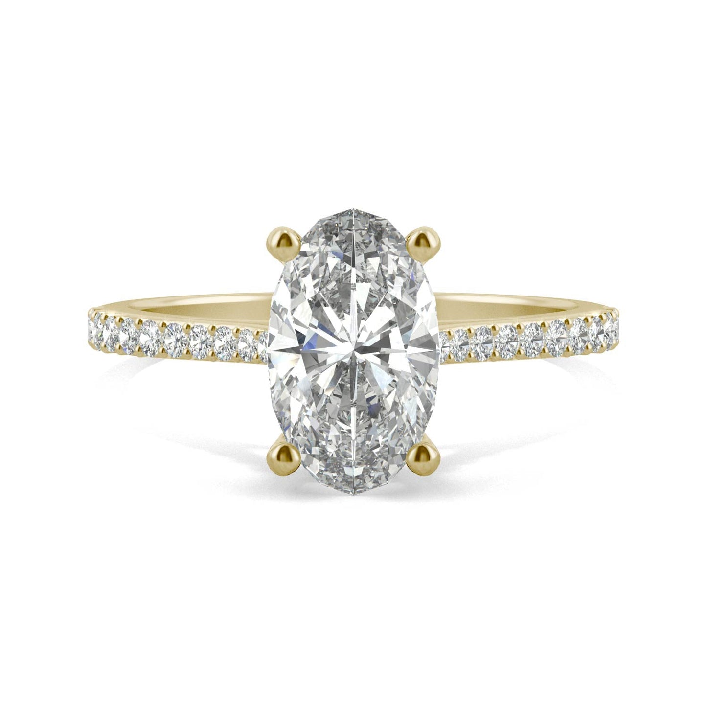 2.49 CTW Elongated Oval Moissanite Engagement Ring in 14K Gold