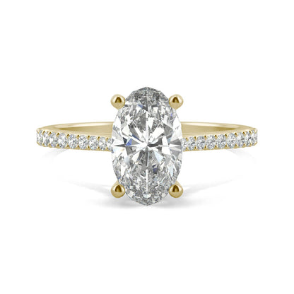 2.49 CTW Elongated Oval Moissanite Engagement Ring in 14K Gold